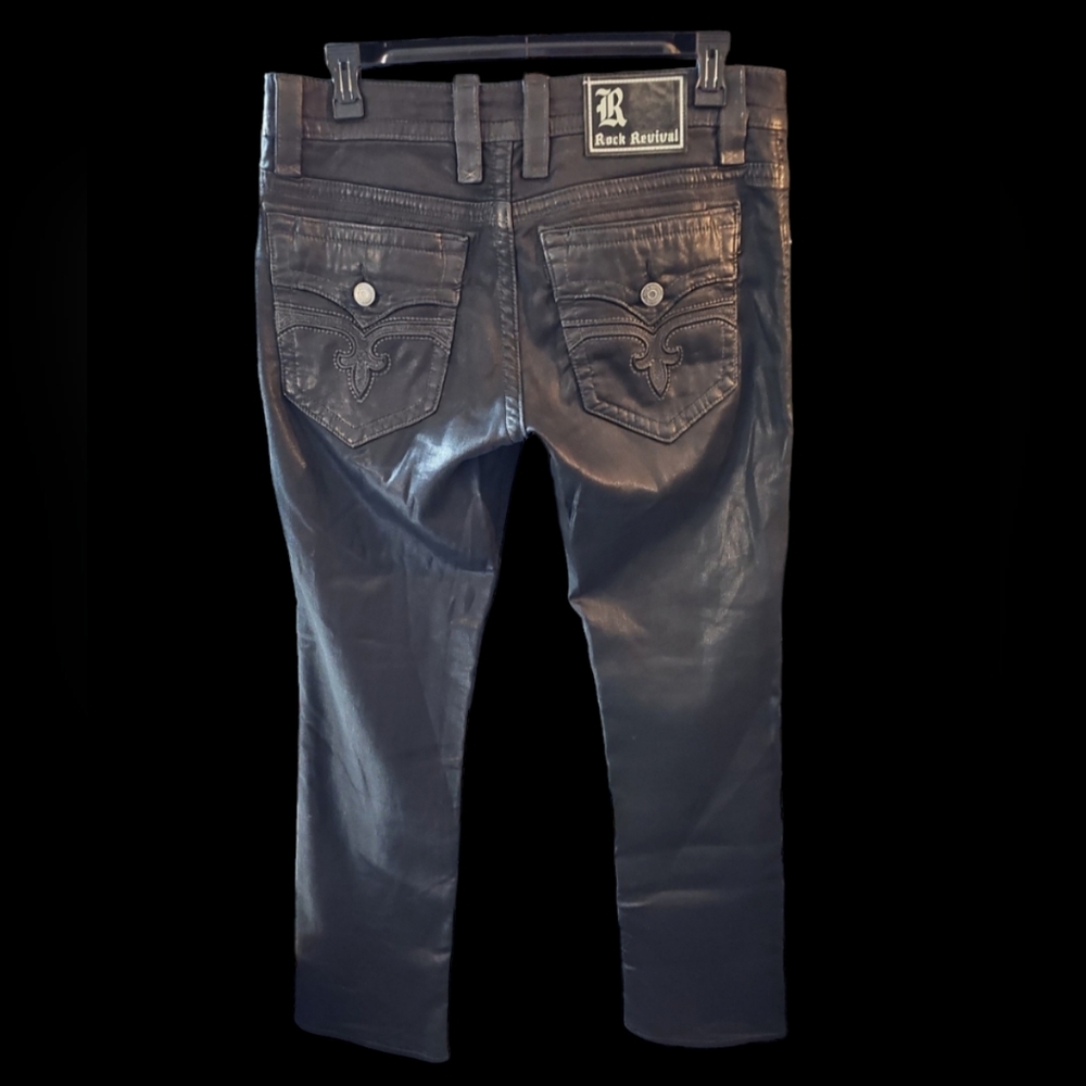 💥Rock Revival (Straight Fit) Black Biker Jeans. Men's Size: W34x34L - Picture 13 of 16